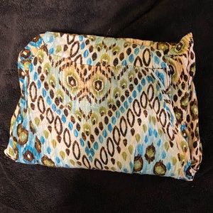 Patterned Blue and Green Maxi Skirt